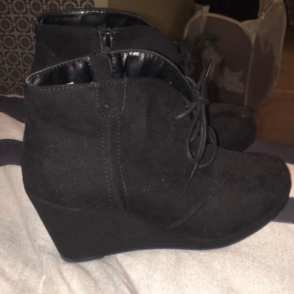 Black lace up booties